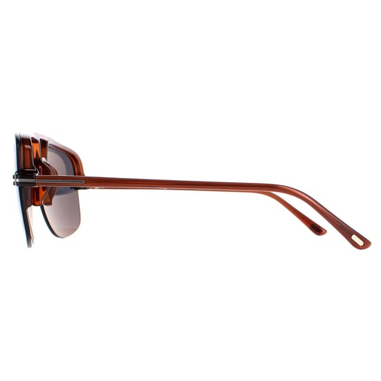 Tom Ford Aviador Hombre Brillante Marrón Claro Azul Gris Hugo 02 FT1003 - Image 3