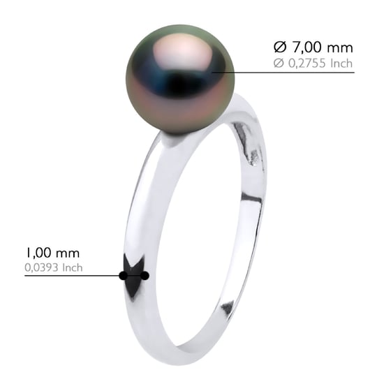 Ring Real Cultured Tahiti Pearl Round 7,5-8 mm - White Gold - Image 2