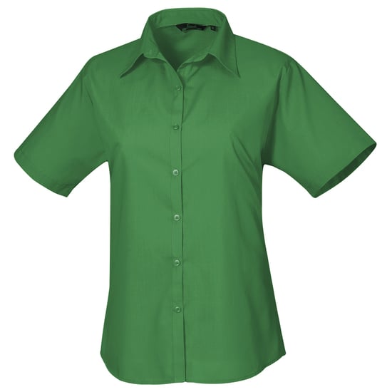 Premier Short Sleeve Poplin Blouse / Plain Work Shirt (Emerald) - Image 1