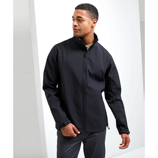 Premier Mens Windchecker Soft Shell Jacket (Black) - Image 3