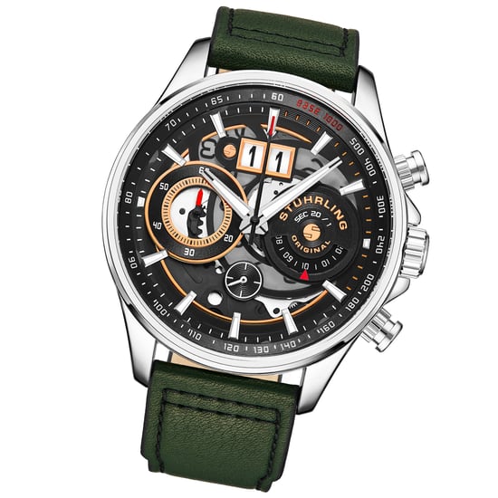 Green and Silver Ace Aviator Chronograph & Tachymeter Quartz 45mm - Image 2