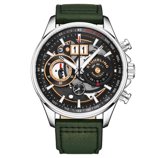 Green and Silver Ace Aviator Chronograph & Tachymeter Quartz 45mm - Image 1
