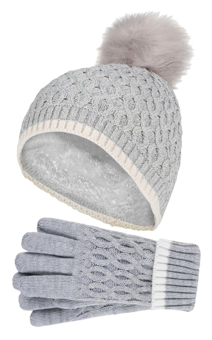 Heat Holders - Gorro y guantes térmicos aislantes para niñas - Gris Nube - Image 1