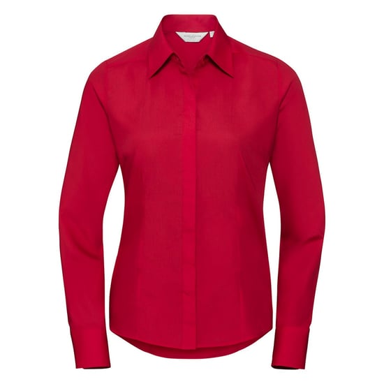 Russell Collection Womens/Ladies Polycotton Slim Long-Sleeved Shirt (Classic Red) - Image 1