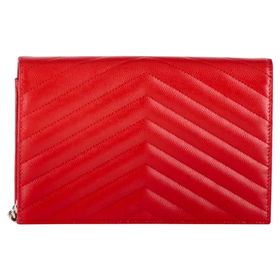 Saint Laurent Classic Cassandre Matelassé Wallet On Chain Bag in Red Leather - Image 3