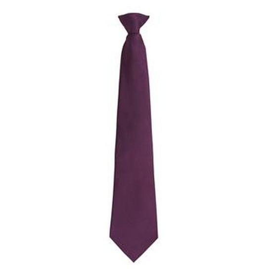 Premier Mens Fashion ”Colours” Work Clip On Tie (Purple) - Image 1