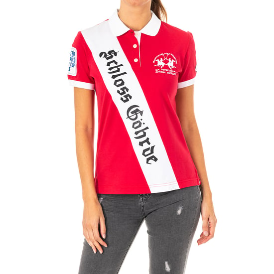Women's short-sleeved polo shirt with lapel collar 2WPG77