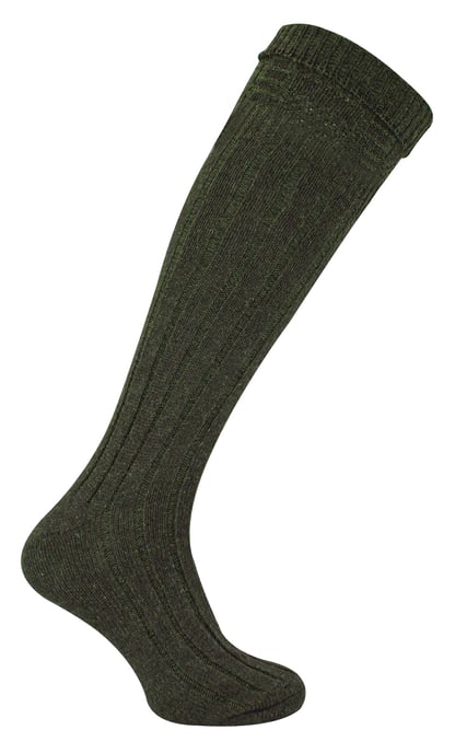 Mens Wool Kilt Socks | Warm Knee High Socks | Breathable Outdoor Long Boot Socks for Men - Khaki - Image 1