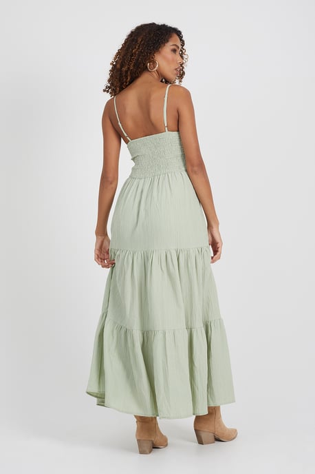 Pale Green 'Mia' Tiered Maxi Dress
