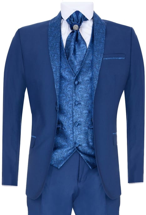Traje de boda azul de 4 piezas para hombre - Image 1