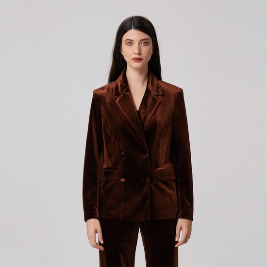 Double breasted velvet suit blazer - Image 3