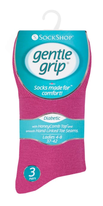 Gentle Grip - 6 Pares de Calcetines Diabéticos de Mujer con Parte Superior en Peine de Miel y Costuras de los Dedos de los pies unidas a mano - Rosa - Image 2