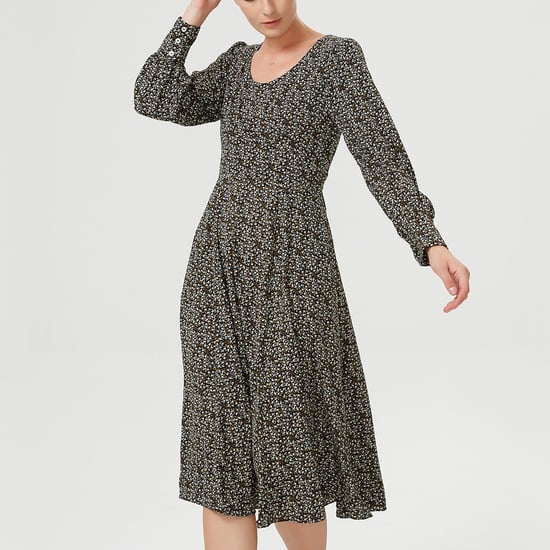 Fitted blouse dress with liberty print and plunging neckline on the back - Image 5
