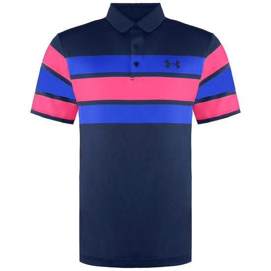 Under Armour Playoff 2.0 Mens Blue/Pink Polo Shirt