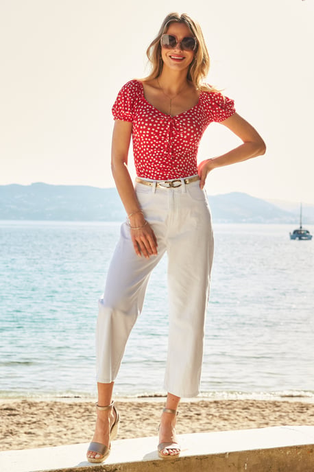 White Denim Culotte Jeans