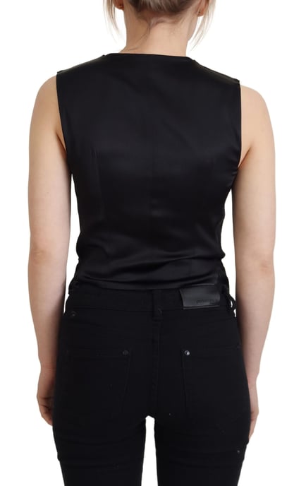 Top sin mangas de terciopelo negro brocado de mujer Dolce & Gabbana con botones - Image 3