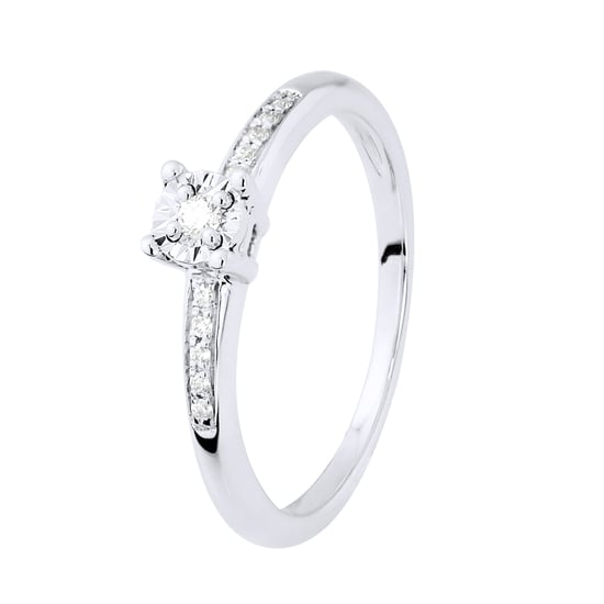 Diamond Solitaire supported 0,070 Cts Illusion 1 Ct White Gold set with four claws