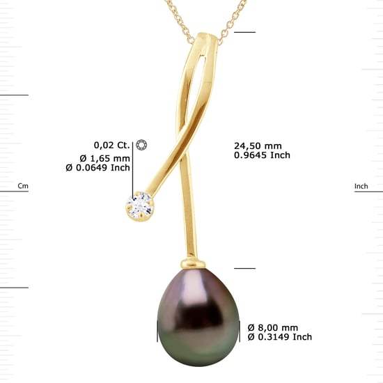 DIADEMA - Pendant - Yellow Gold and Tahitian Pearl