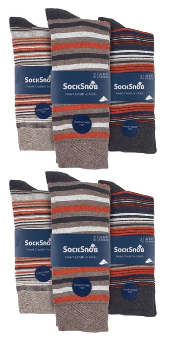 12 Pares Multipack Calcetines de Algodón a Rayas de Colores para Hombre - Roma - Image 2