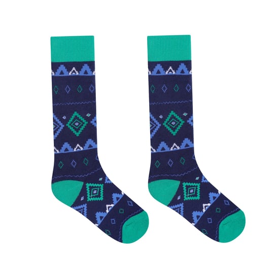 Dare 2B Childrens/Kids Fair Isle Ski Socks (Vivid Green/Moonlight Denim) - Image 2