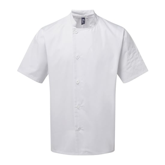 Premier Adults Unisex Essential Short Sleeve Chefs Jacket (White) - Image 1