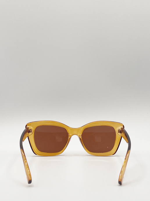 Brown cat eye angular sunglasses