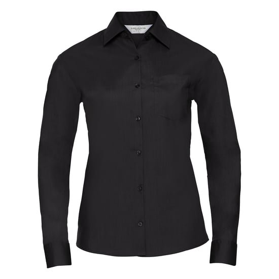 Russell Collection Womens/Ladies Poplin Easy-Care Long-Sleeved Shirt (Black) - Image 1