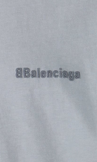 Camiseta extragrande gris con logo BB bordado de Balenciaga - Image 3
