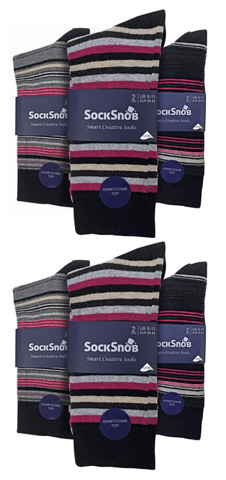 Paquete de 12 pares de calcetines de vestir para hombre de algodón a rayas coloridas | Sock Snob | Calcetines de vestir casuales con patrón - Tokio - Image 2