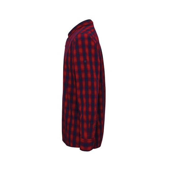 Premier Mens Mulligan Checked Cotton Long-Sleeved Shirt (Red/Navy) - Image 3