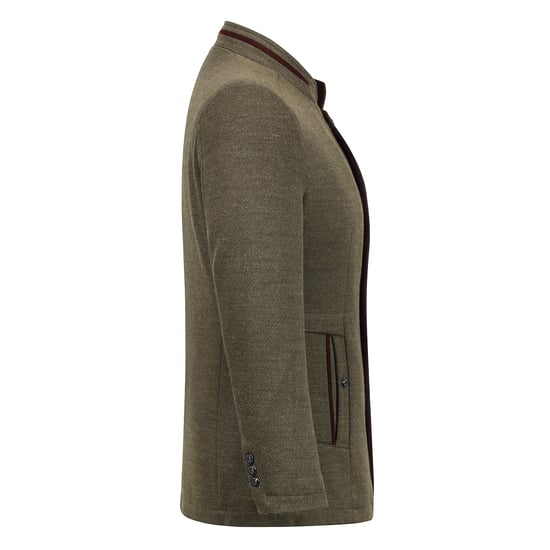 Men's Short Slim Fit Coat with Stand-Up Collar Business Casual Wool Overcoat Khaki - Image 2
