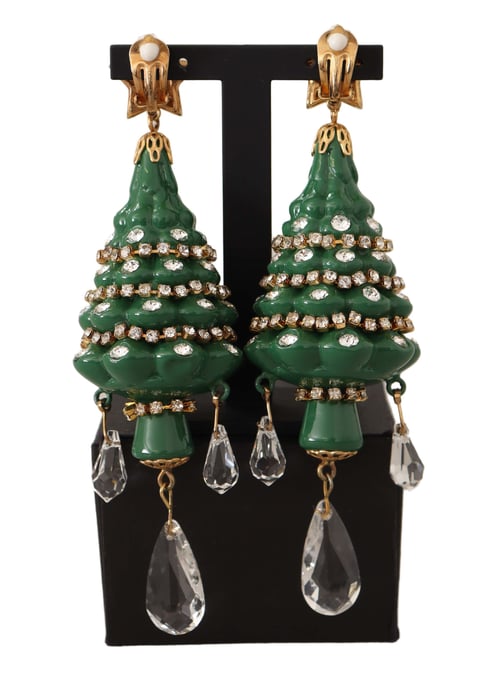 Pendientes de Clip de Bronce con Cristales de Árbol de Navidad en Dorado para Mujer de Dolce & Gabbana - Image 4