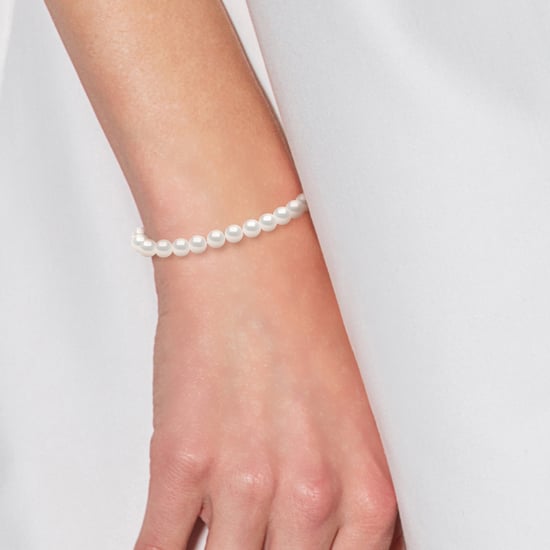 DIADEMA - Bracelet - Real Freshwater Pearls - White - Yellow Gold