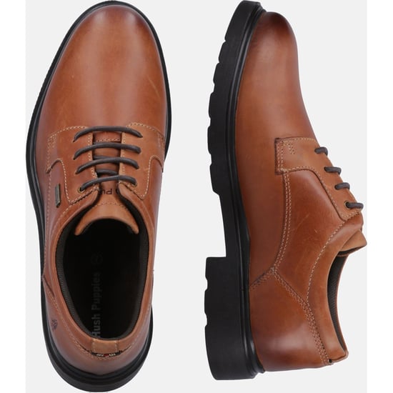 Hush Puppies Pearce Leather Men's Tan Lace-Up Shoes - Image 6