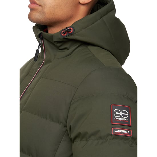 Crosshatch Mens Kampnew Embossed Jacket (Dark Olive) - Image 2