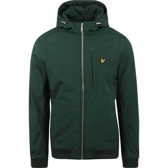 Chaqueta softshell con capucha verde oscuro con logo de la marca Lyle & Scott - Image 1