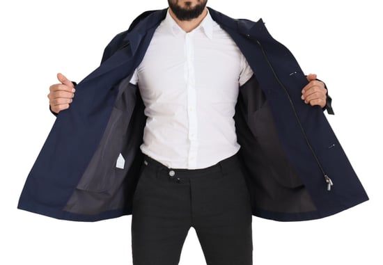 Abrigo azul con capucha y doble botonadura de Dolce & Gabbana para hombre - Image 6