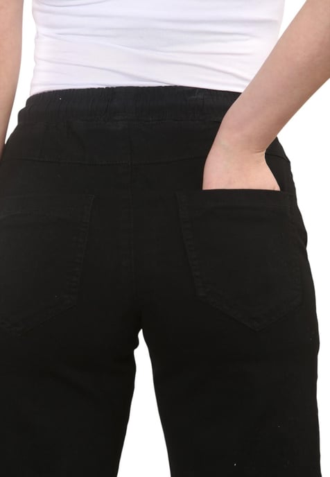 MYT Womens Elasticated High Waist Wide Leg Jeans en negro - Image 5