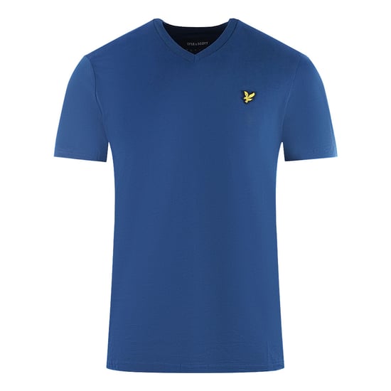 Lyle & Scott Brand Logo camiseta azul con cuello en V - Image 1