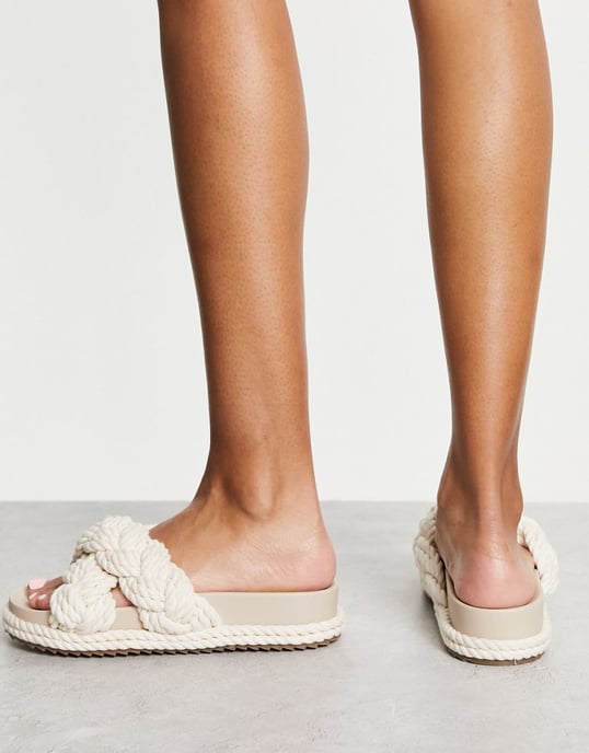 ASOS DESIGN Jasmine plaited espadrille footbed in off white