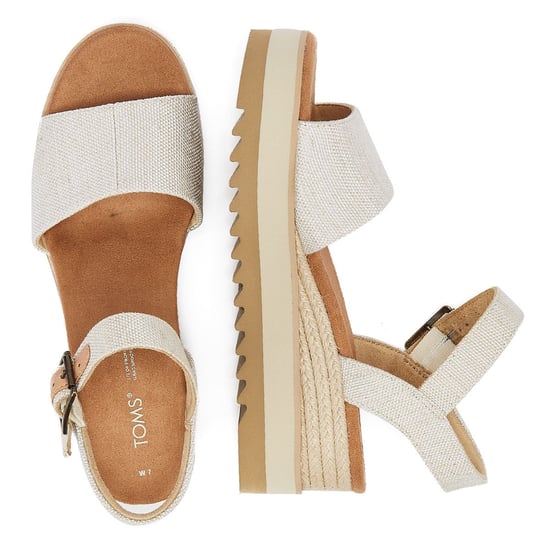 TOMS Diana Canvas Wedge Natural Women's White Sandals - Image 6