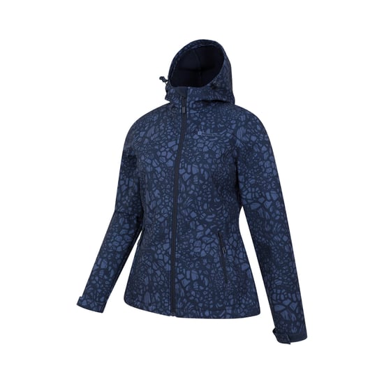 Mountain Warehouse Womens/Ladies Exodus Giraffe Print Water Resistant Soft Shell Jacket (Dark Blue) - Image 3