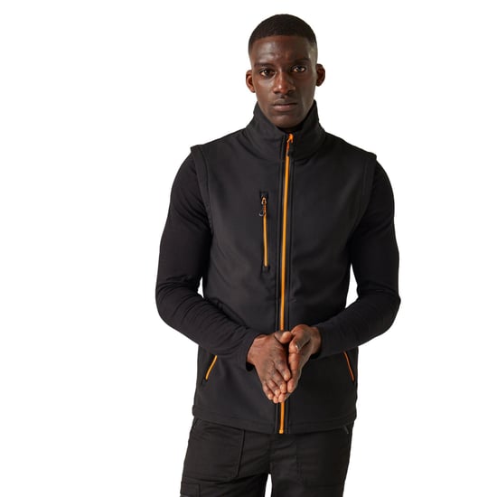 Regatta Mens Navigate Softshell 2 Layer Body Warmer (Black/Orange Pop)