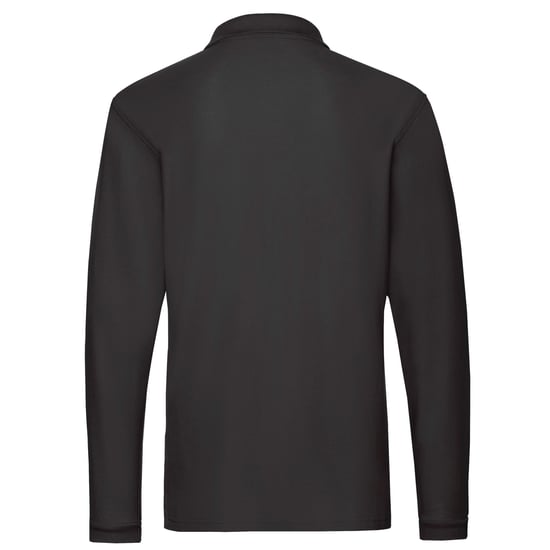 Fruit of the Loom Mens Premium Pique Long-Sleeved Polo Shirt (Black) - Image 2