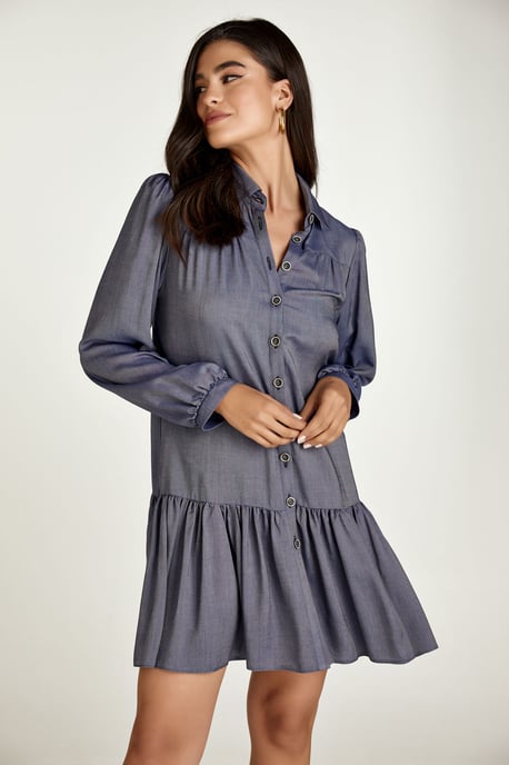 Vestido estilo denim azul con botones - Image 5