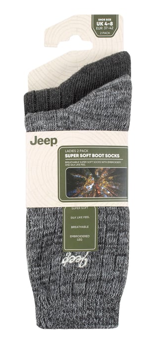 Womens Walking Boot Socks | Jeep | 2 Pack Calcetines Running Poliéster Alto Rendimiento - Carbón / Pizarra - Image 2