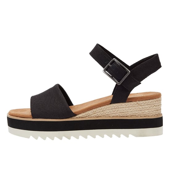TOMS Diana Canvas Wedge Women's Black Sandals - Image 5