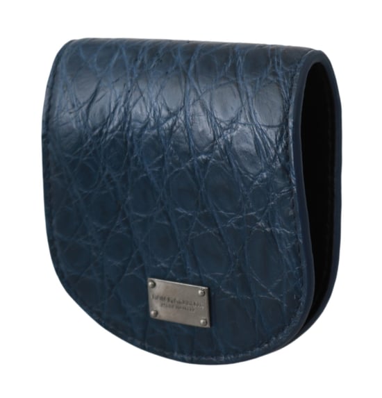 Billetera de bolsillo para hombre Dolce & Gabbana de piel exótica azul con estuche para condones - Image 2