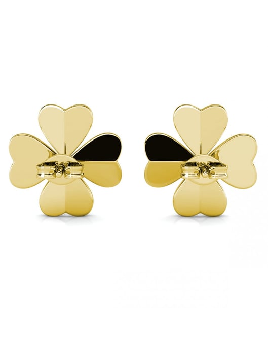 Pendientes de pétalos de trébol - Oro y cristal - Image 5