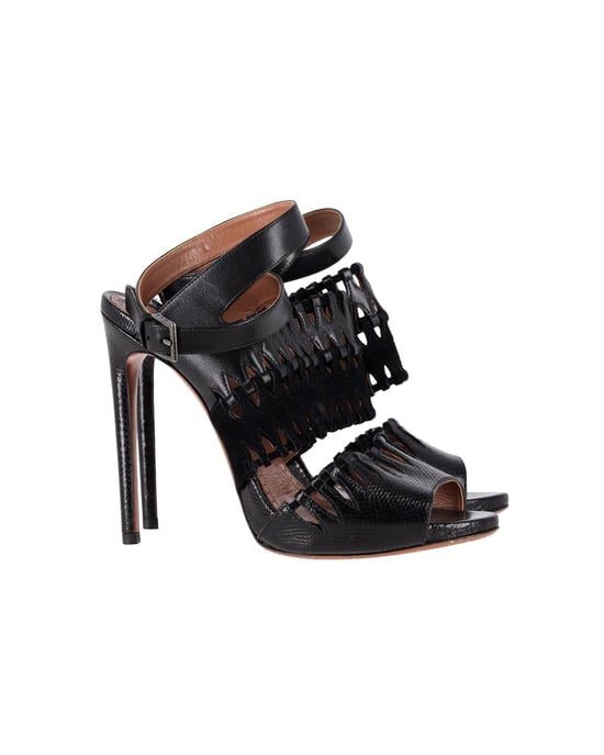 AlaÏa Cut Out Ankle-Strap Sandals in Black Leather - Image 1